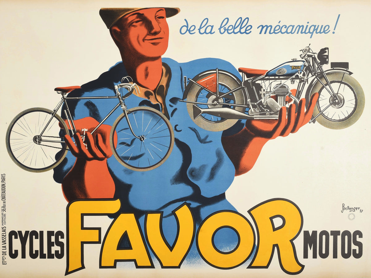 Favor Motos by Bellenger - Authentic Vintage Poster