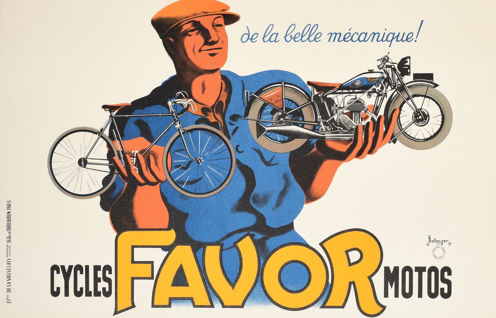 Favor Cycles & Motos - Authentic Vintage Poster