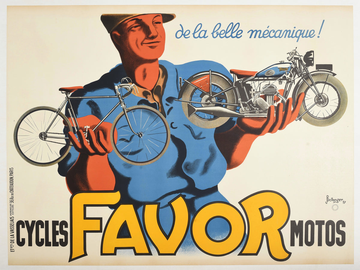 Favor Motos by Bellenger - Authentic Vintage Poster