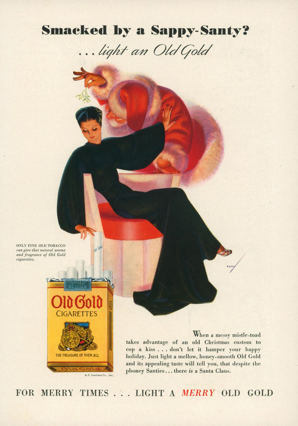 Esquire Illustration- Santa's Mistletoe - Authentic Vintage Vintage Ad