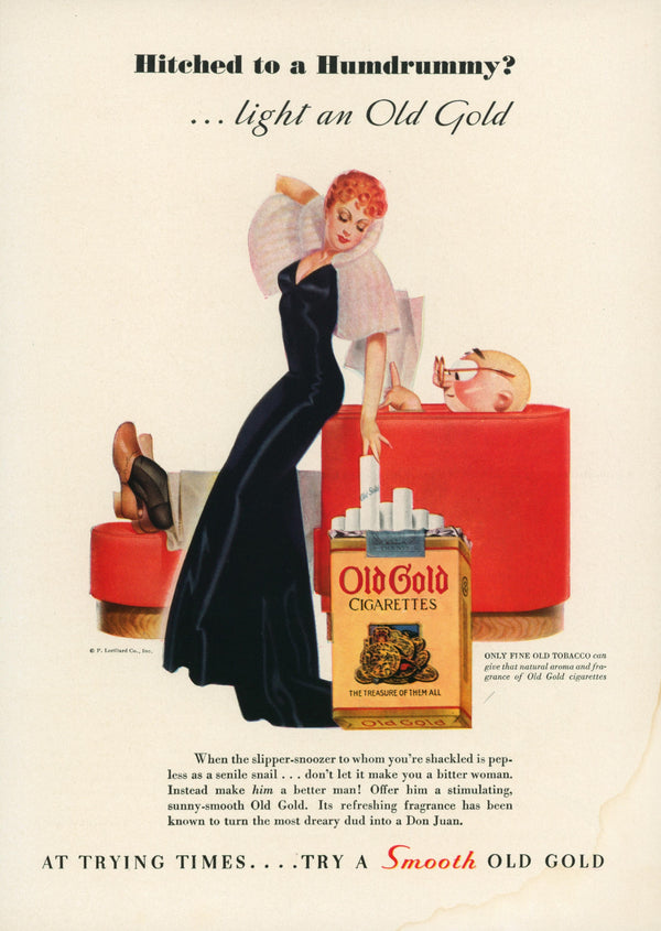 Esquire Illustration- Hitched to a Humdrummy - Authentic Vintage Vintage Ad