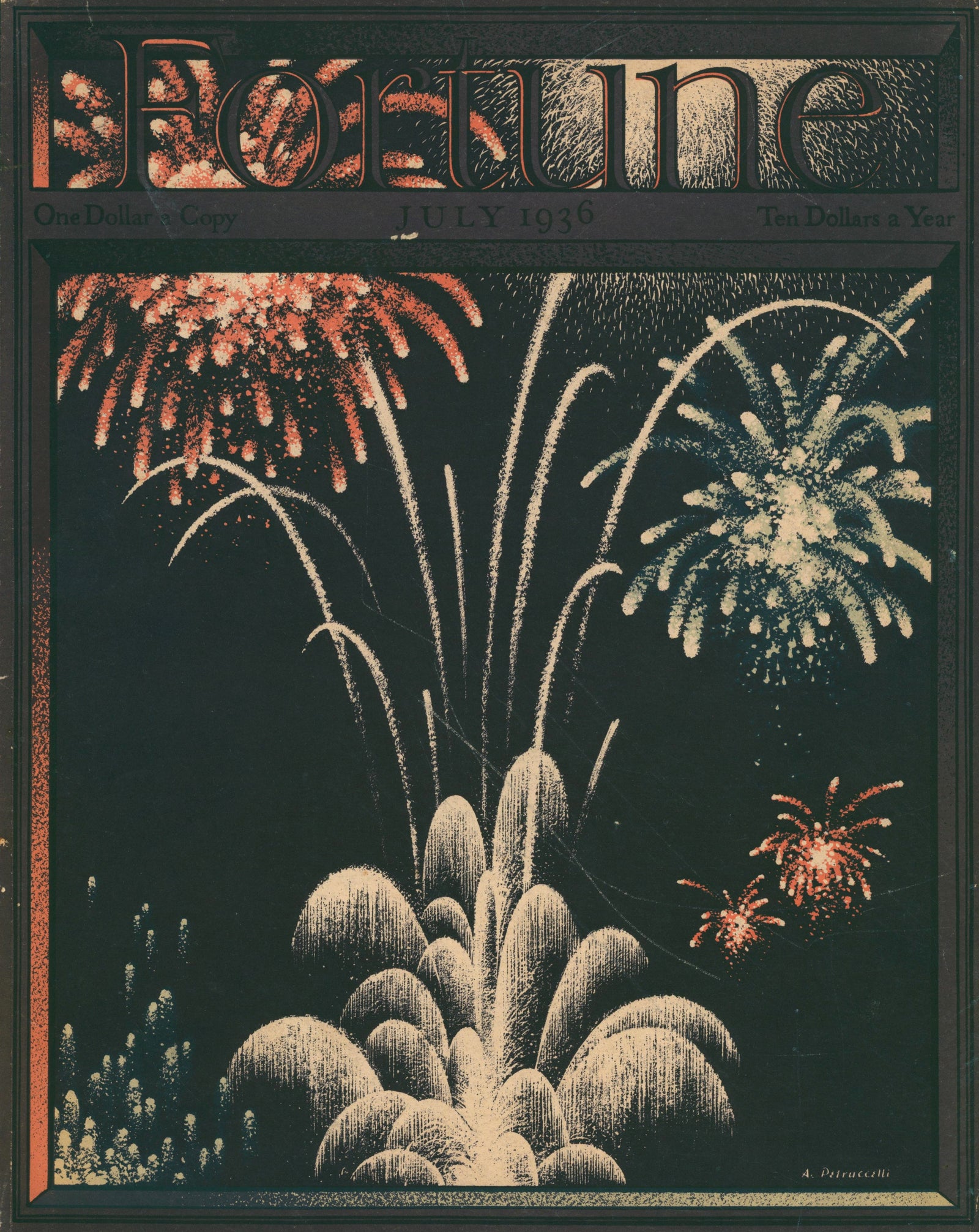 July Fireworks- Fortune Magazine - Authentic Vintage Cover Art