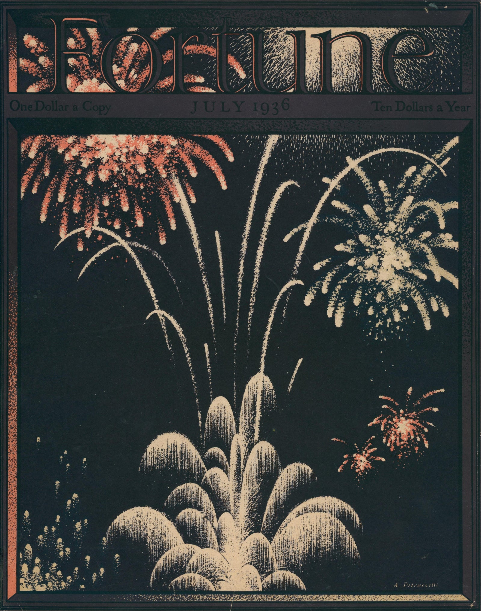 July Fireworks- Fortune Magazine - Authentic Vintage Cover Art