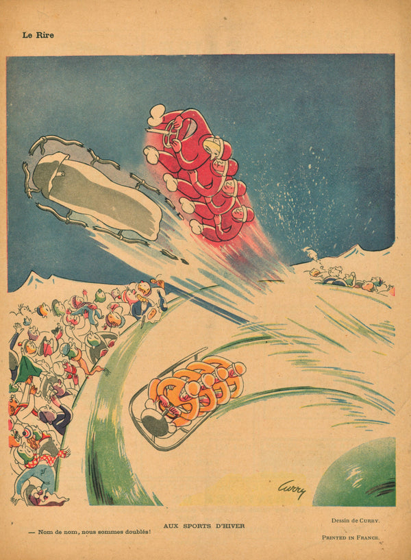 Sports D'Hiver- French Satirical Comic - Authentic Vintage Antique Print
