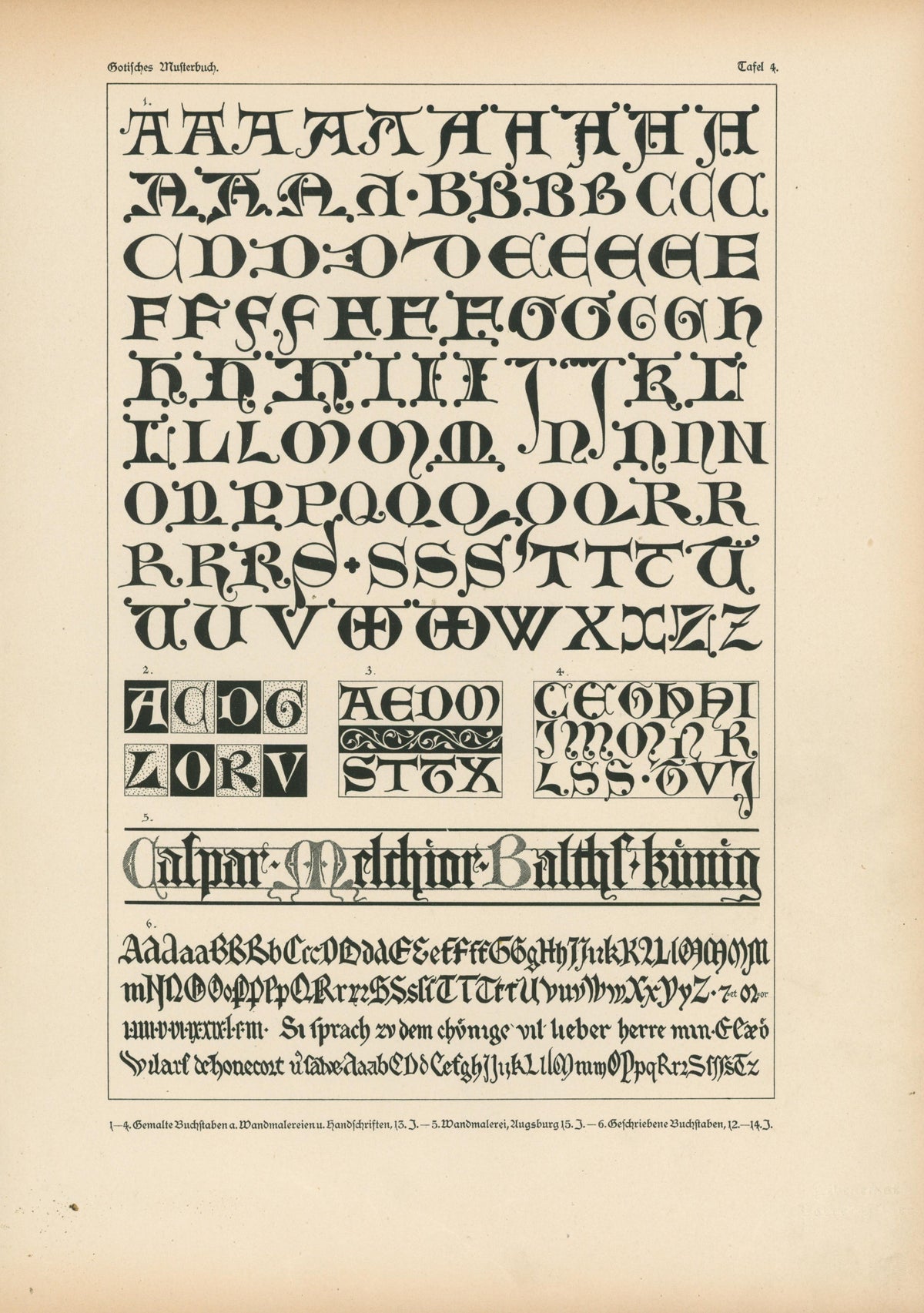 Gothic Script, Alphabet Plate - Authentic Vintage Antique Print