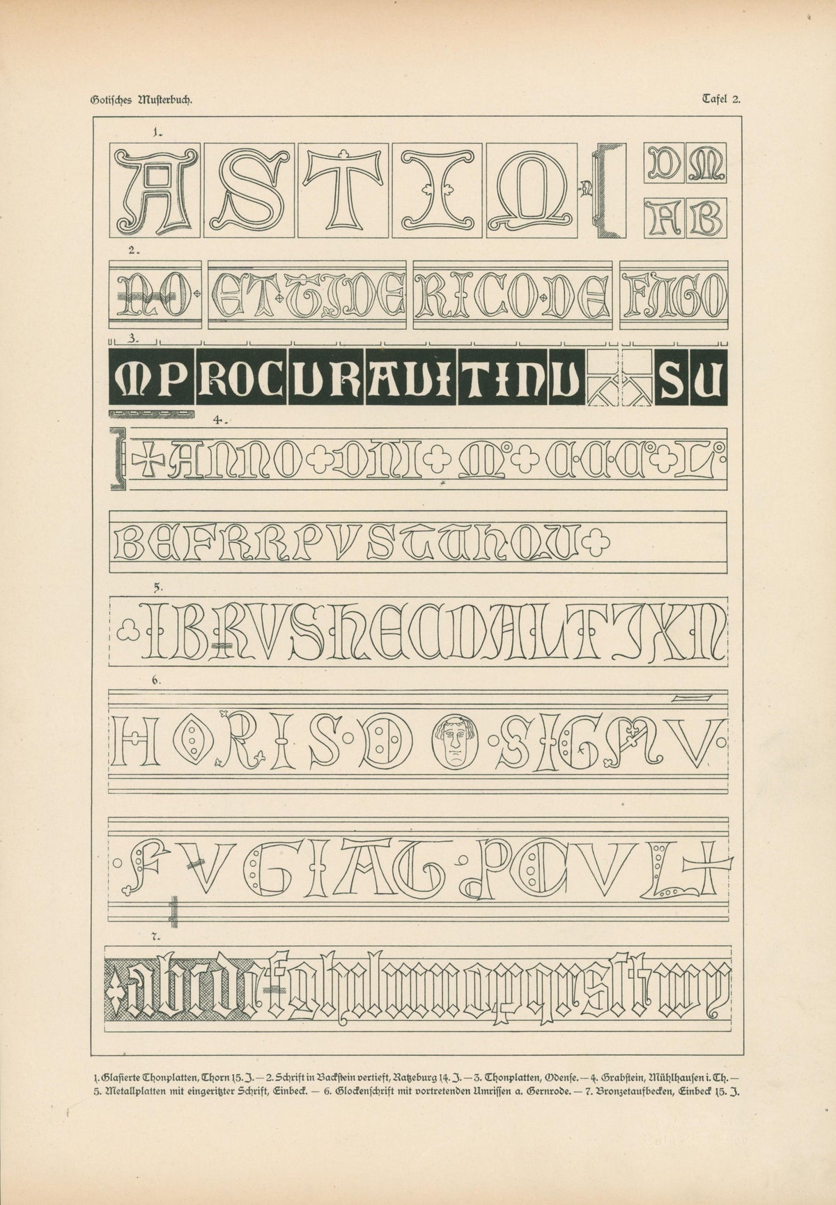 Gothic Script, Alphabet Plate - Authentic Vintage Antique Print