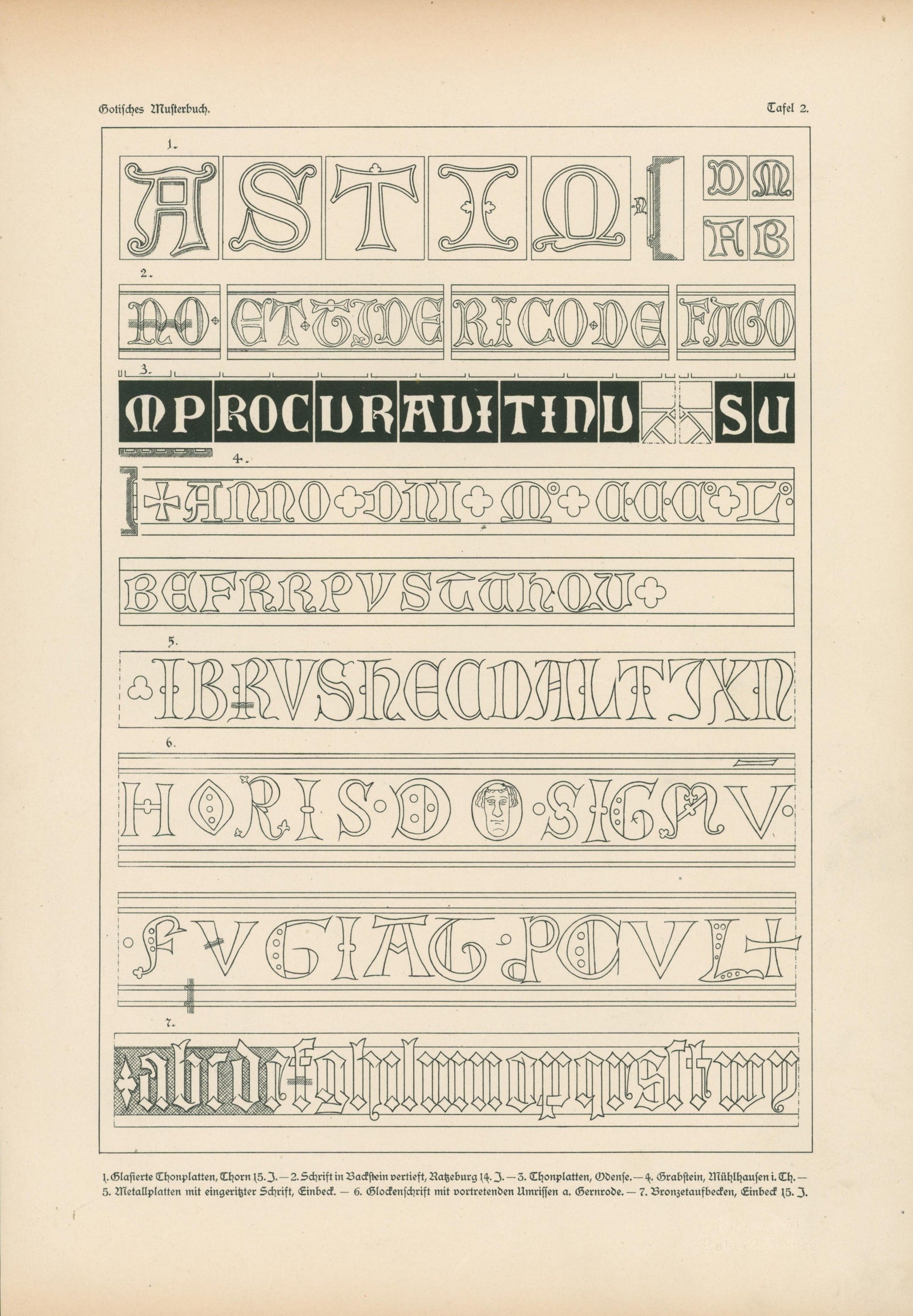 Gothic Script, Alphabet Plate - Authentic Vintage Antique Print