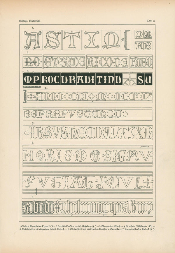 Gothic Script, Alphabet Plate - Authentic Vintage Antique Print