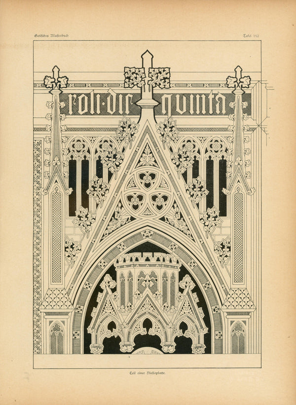 Memorial Portal, Gothic Details & Architecture - Authentic Vintage Antique Print