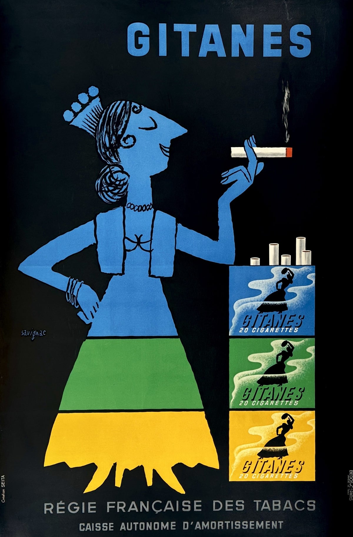 Gitanes Cigarettes - Authentic Vintage Poster