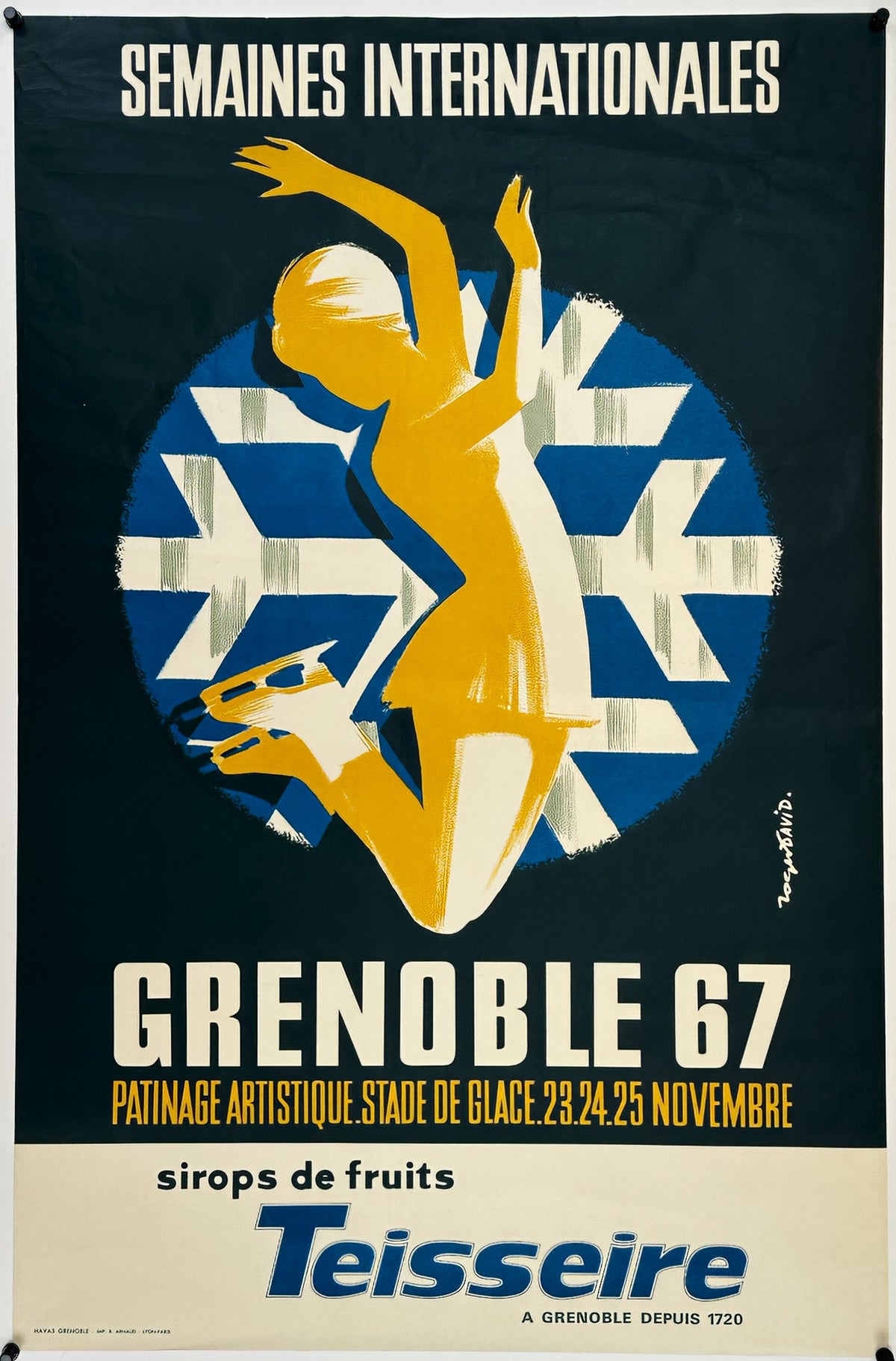 Grenoble International Weeks, Figure Skating - Authentic Vintage Poster