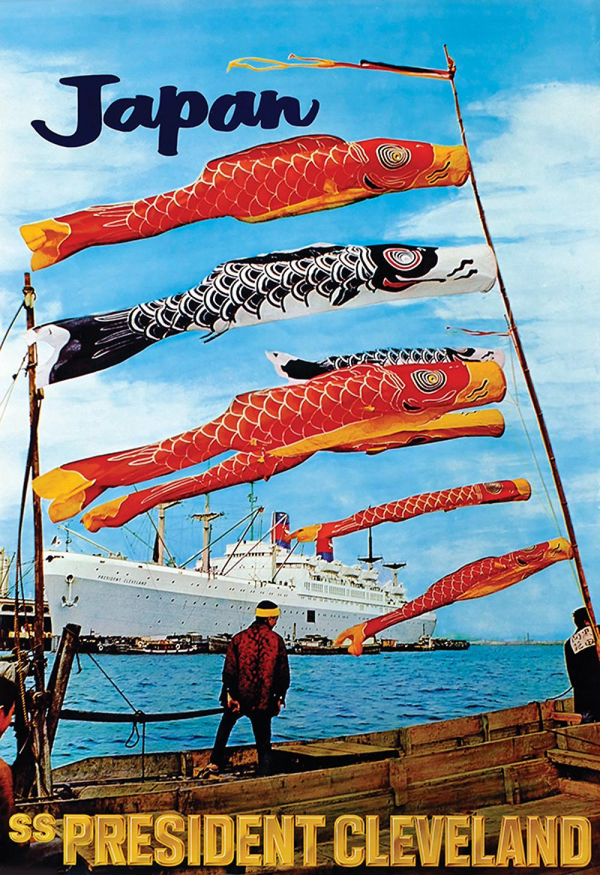 SS President Cleveland, Japan - Authentic Vintage Poster