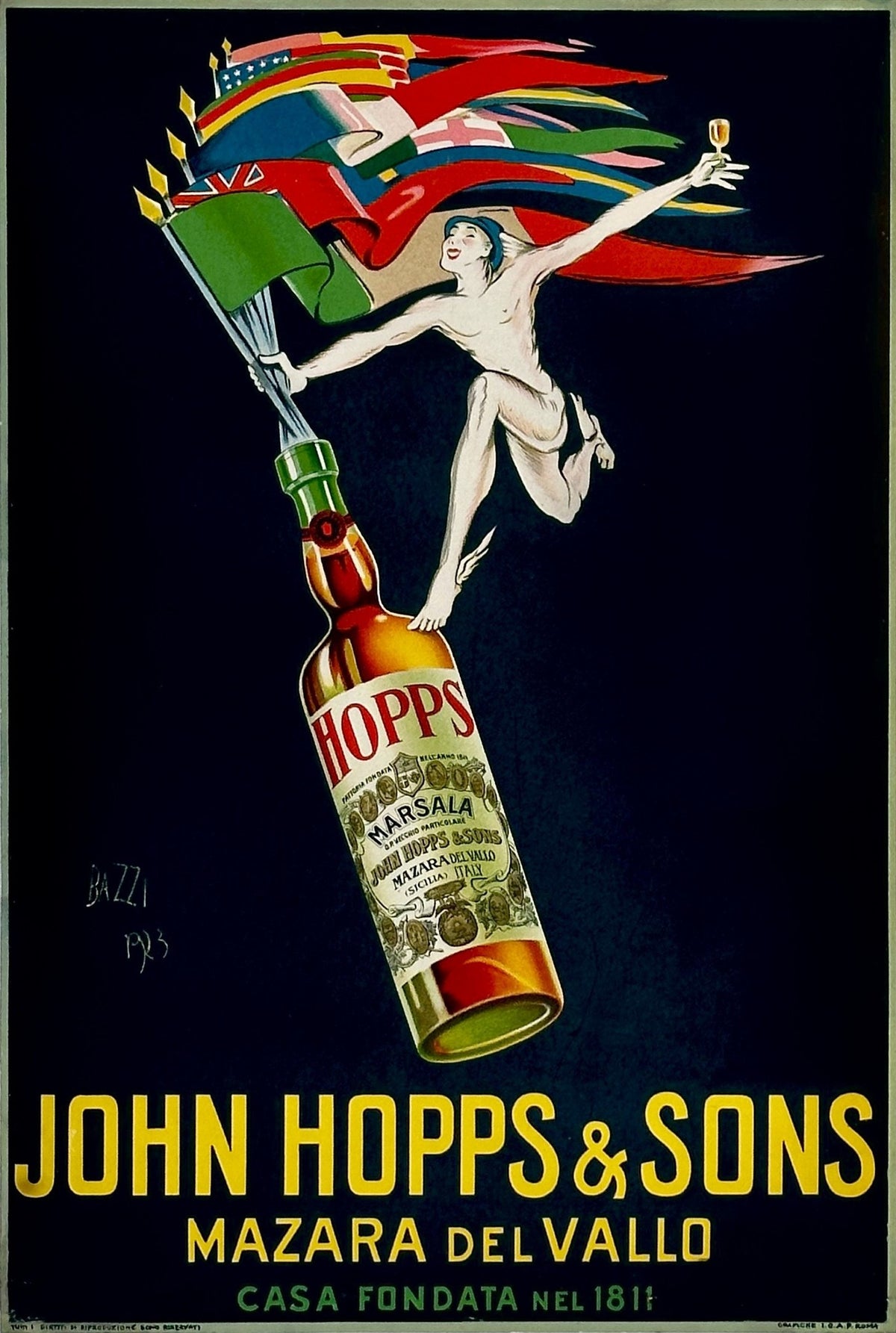 John Hopps & Son, Wine - Authentic Vintage Poster