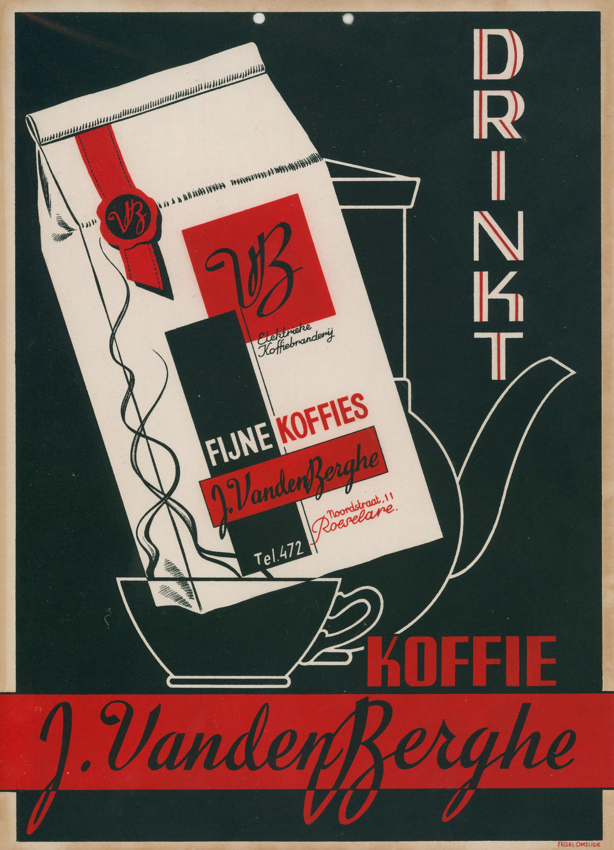 Belgian Fine Coffee - Authentic Vintage Window Card