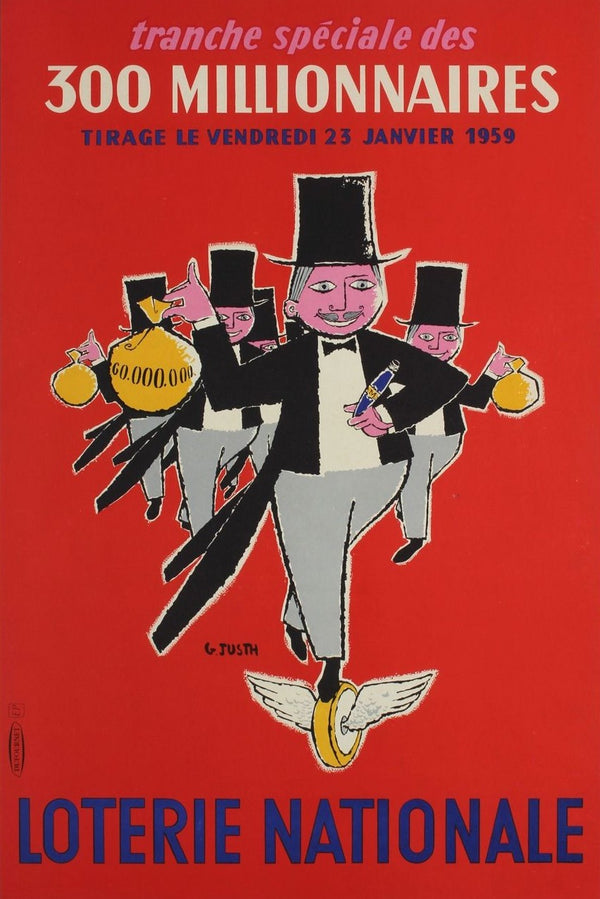 300 Millionaires, Loterie Nationale - Authentic Vintage Poster