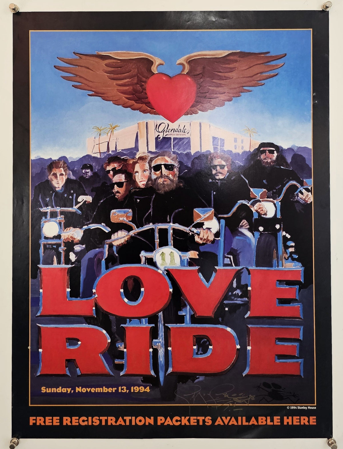 Harley Davidson, Love Ride by Stanley Mouse (Signed) - Original Vintage Poster