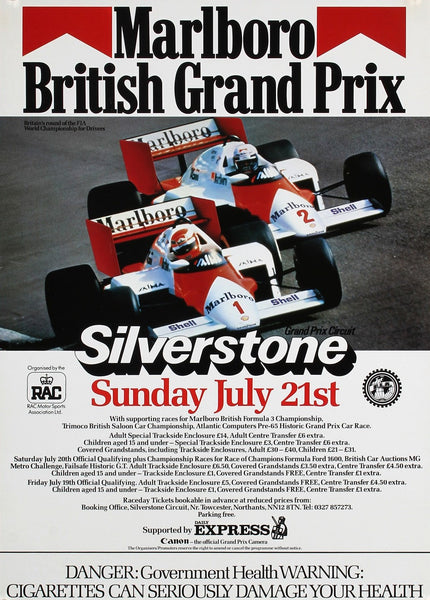 British Grand Prix, Formula 1- Marlboro, Original Vintage Poster