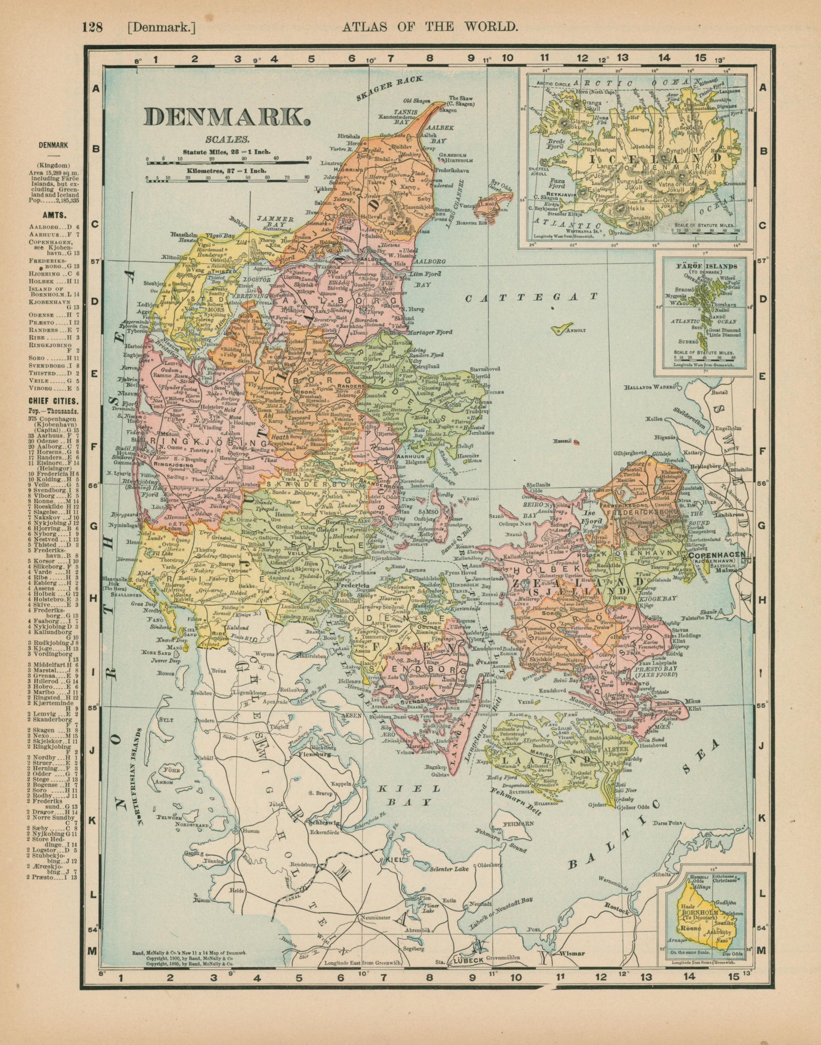 Denmark- Atlas of the World - Authentic Vintage Map