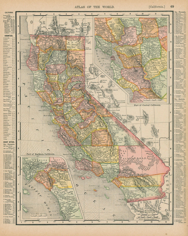 California- Atlas of the World - Authentic Vintage Map