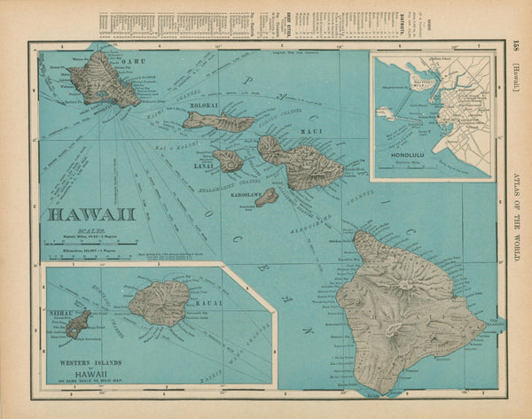 Hawaii- Atlas of the World - Authentic Vintage Map