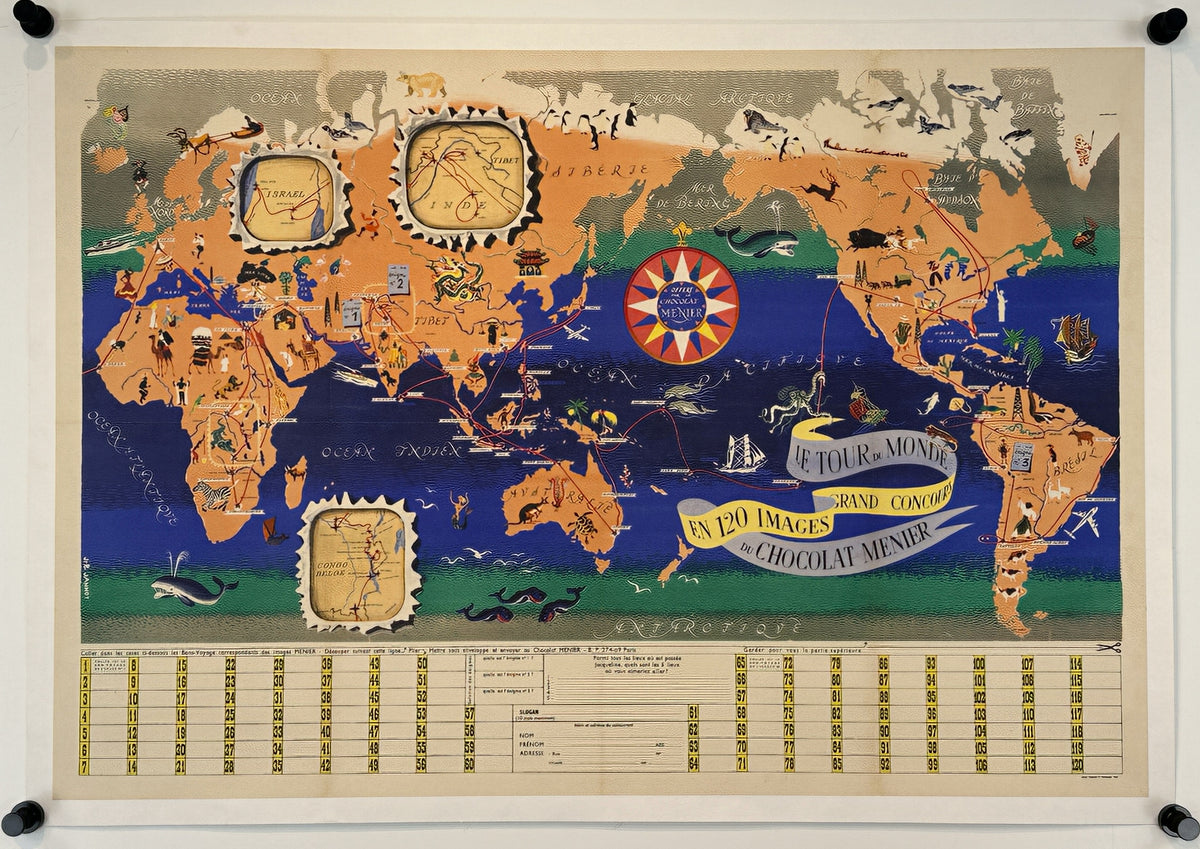 World Tour, Chocolat Menier - Authentic Vintage Poster