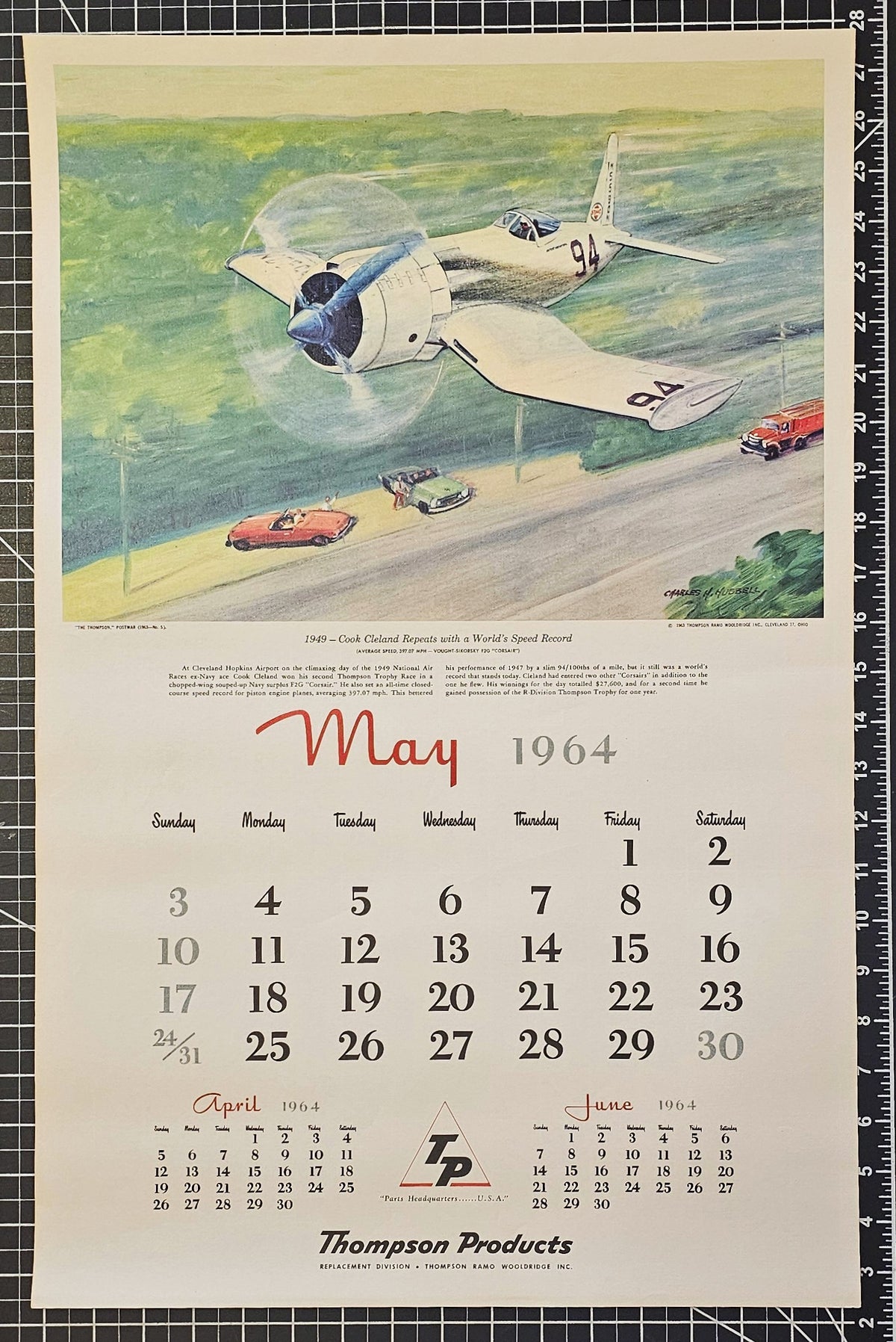Aviation Calendar, May - Authentic Vintage Poster