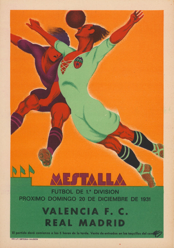 Valencia F.C. vs Real Madrid - Authentic Vintage Poster