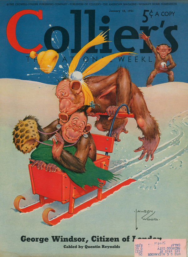 Snowy Ambush- Collier's Magazine Cover Art - Authentic Vintage Posters