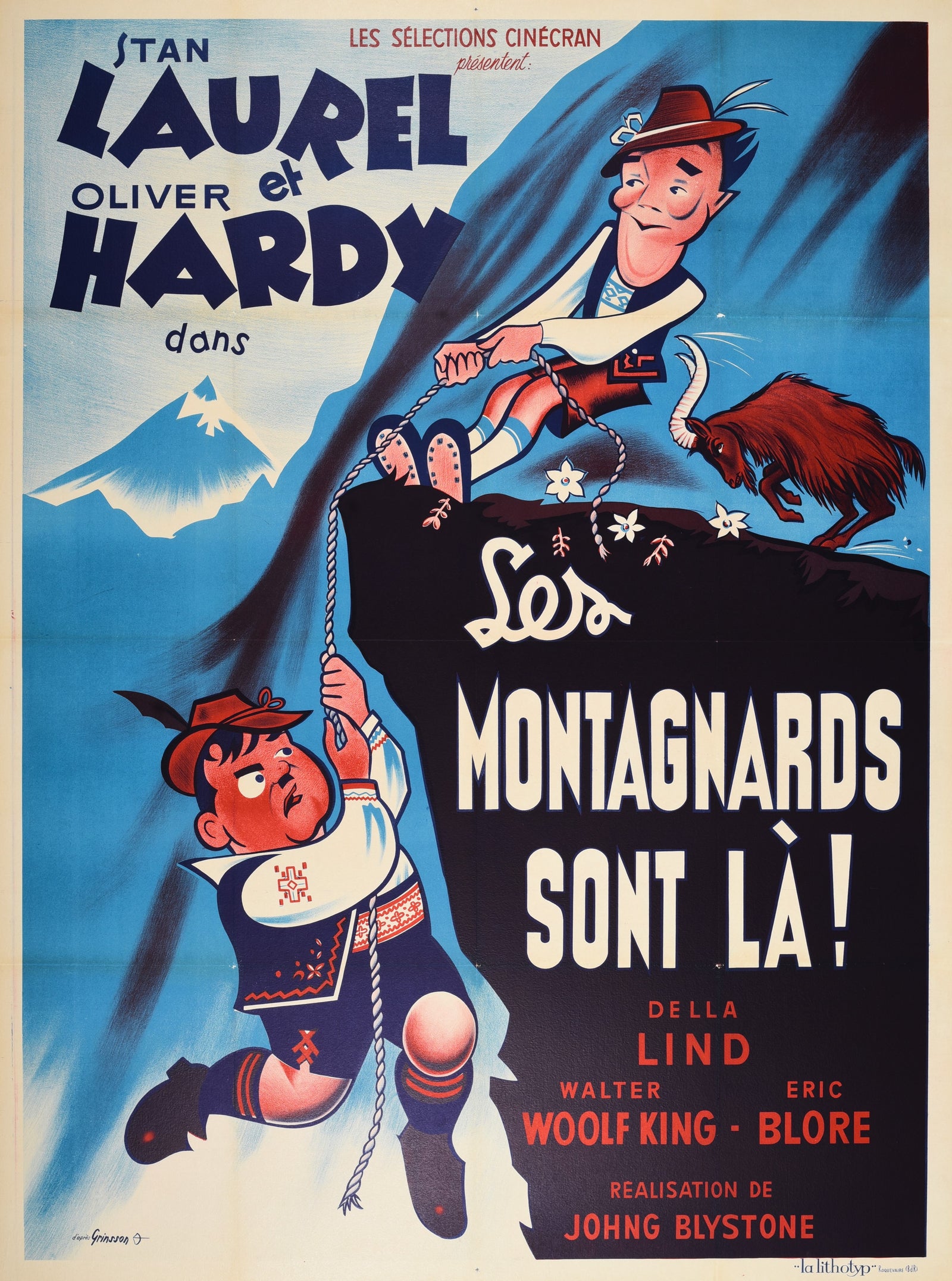 Les Montagnards, Laurel and Hardy - Authentic Vintage Poster