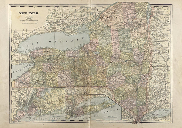 New York- Cram’s Atlas - Authentic Vintage Map