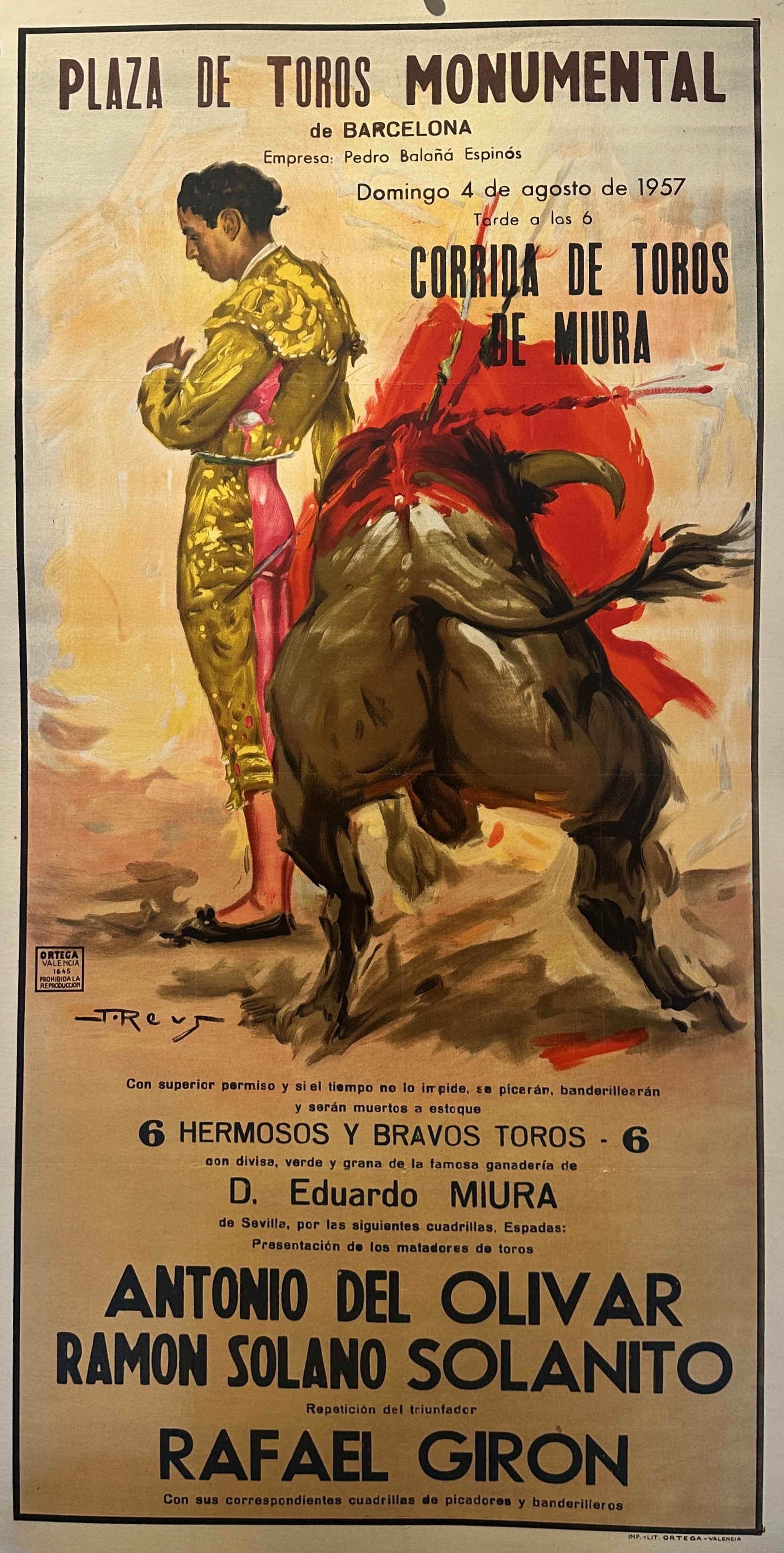Bullfighting Poster with envelope - Authentic Vintage Poster