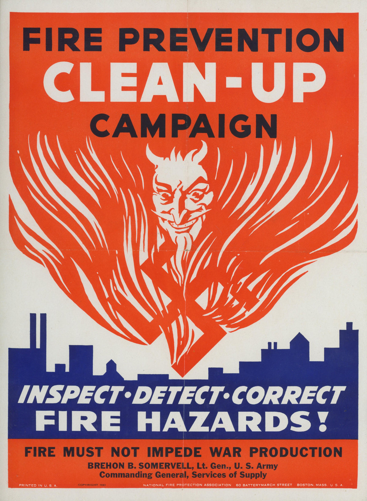 Fire Prevention Campaign, WW2 - Authentic Vintage Poster