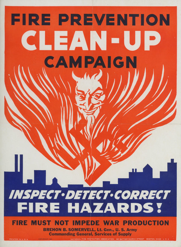 Fire Prevention Campaign, WW2 - Authentic Vintage Poster