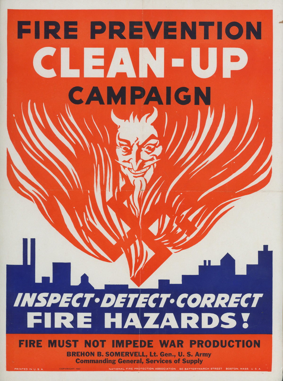 Fire Prevention Campaign, WW2 - Authentic Vintage Poster