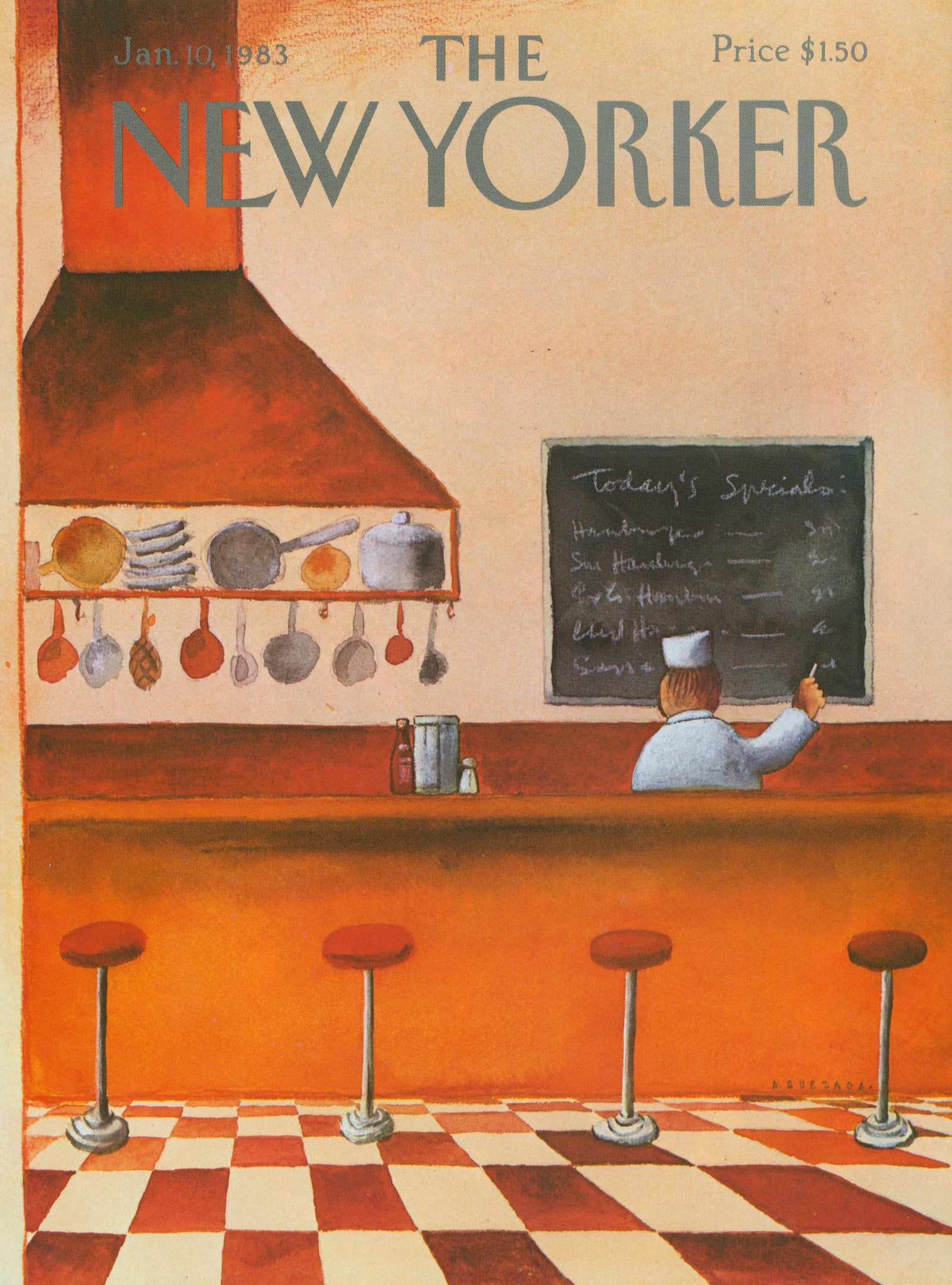 The Chef's Kitchen- The New Yorker - Authentic Vintage Cover Art