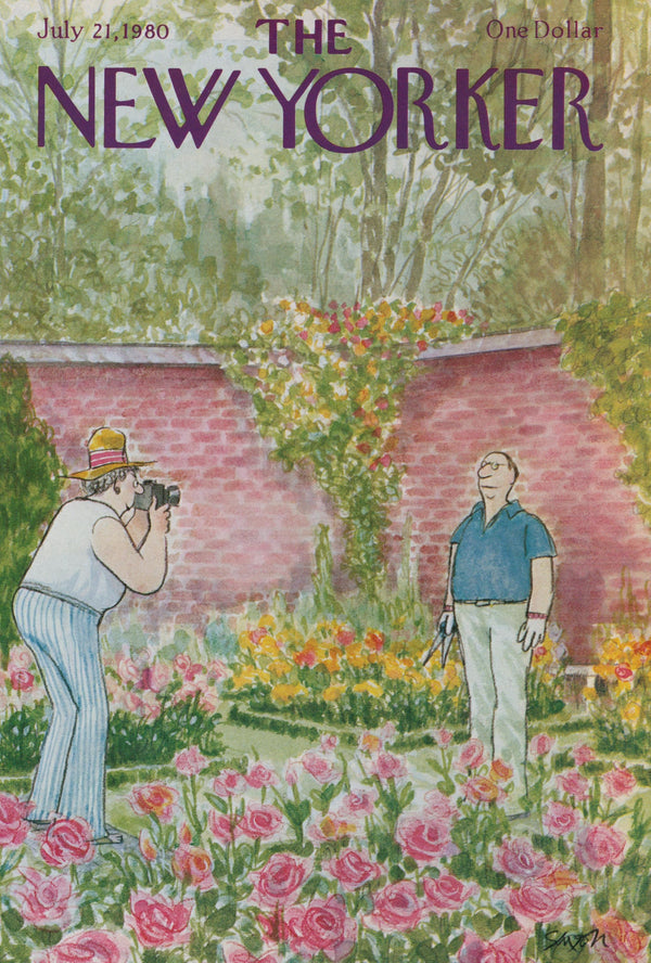 Posing with the Roses- The New Yorker - Authentic Vintage Cover Art