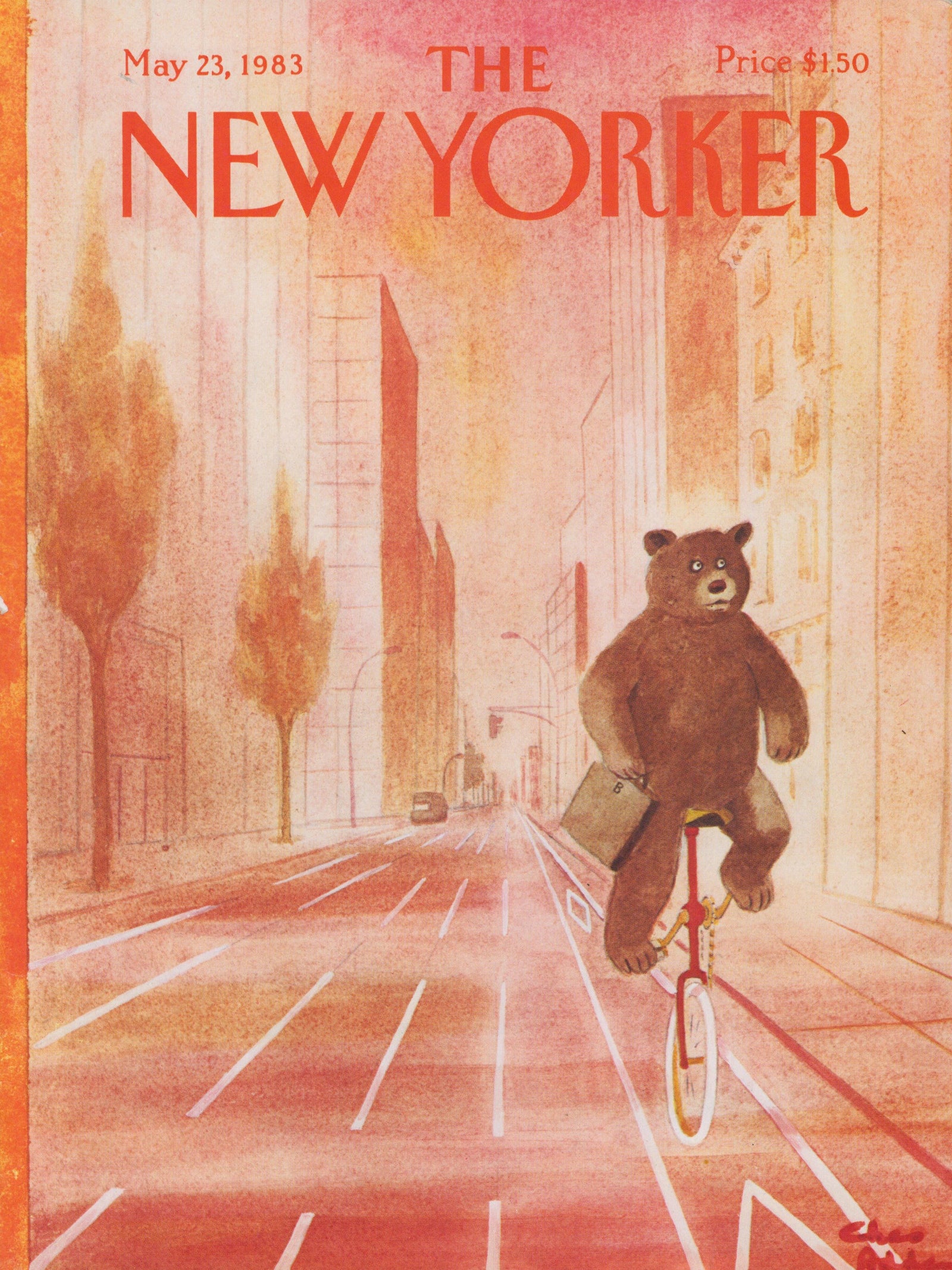 Bear in the Big City- The New Yorker - Authentic Vintage Cover Art