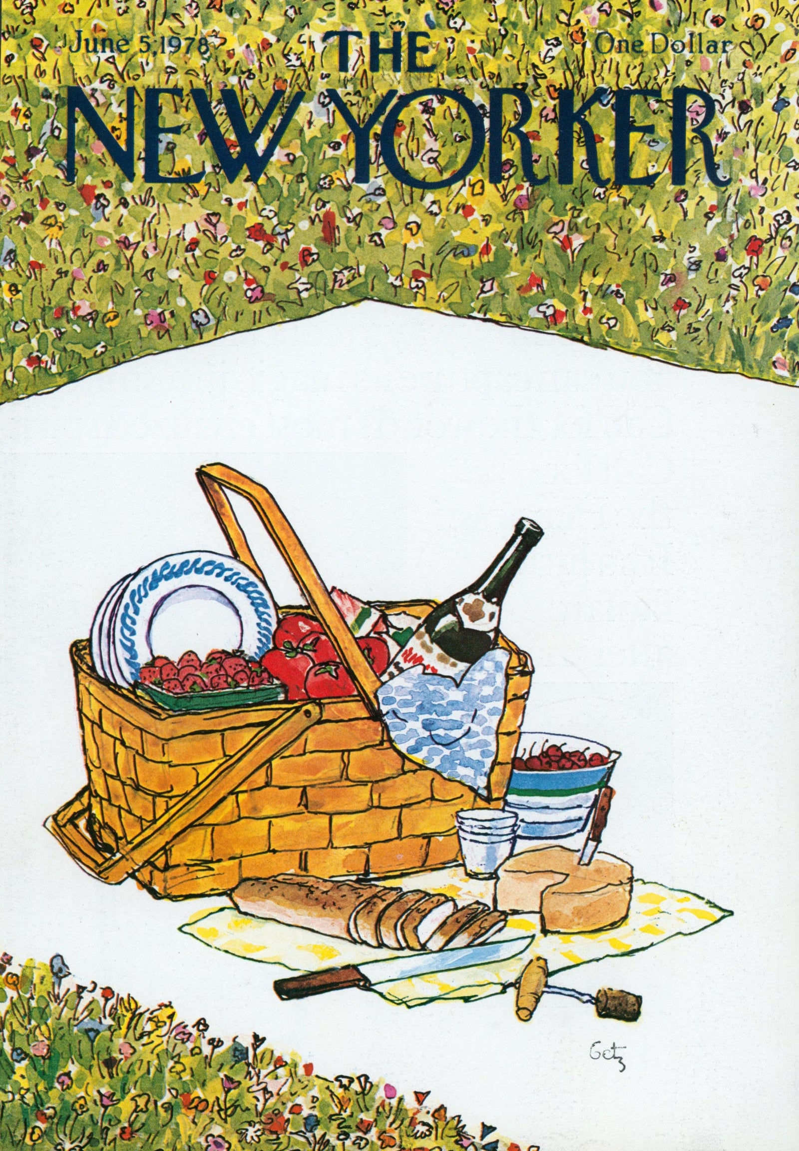 Picnic in the Park- The New Yorker - Authentic Vintage Cover Art