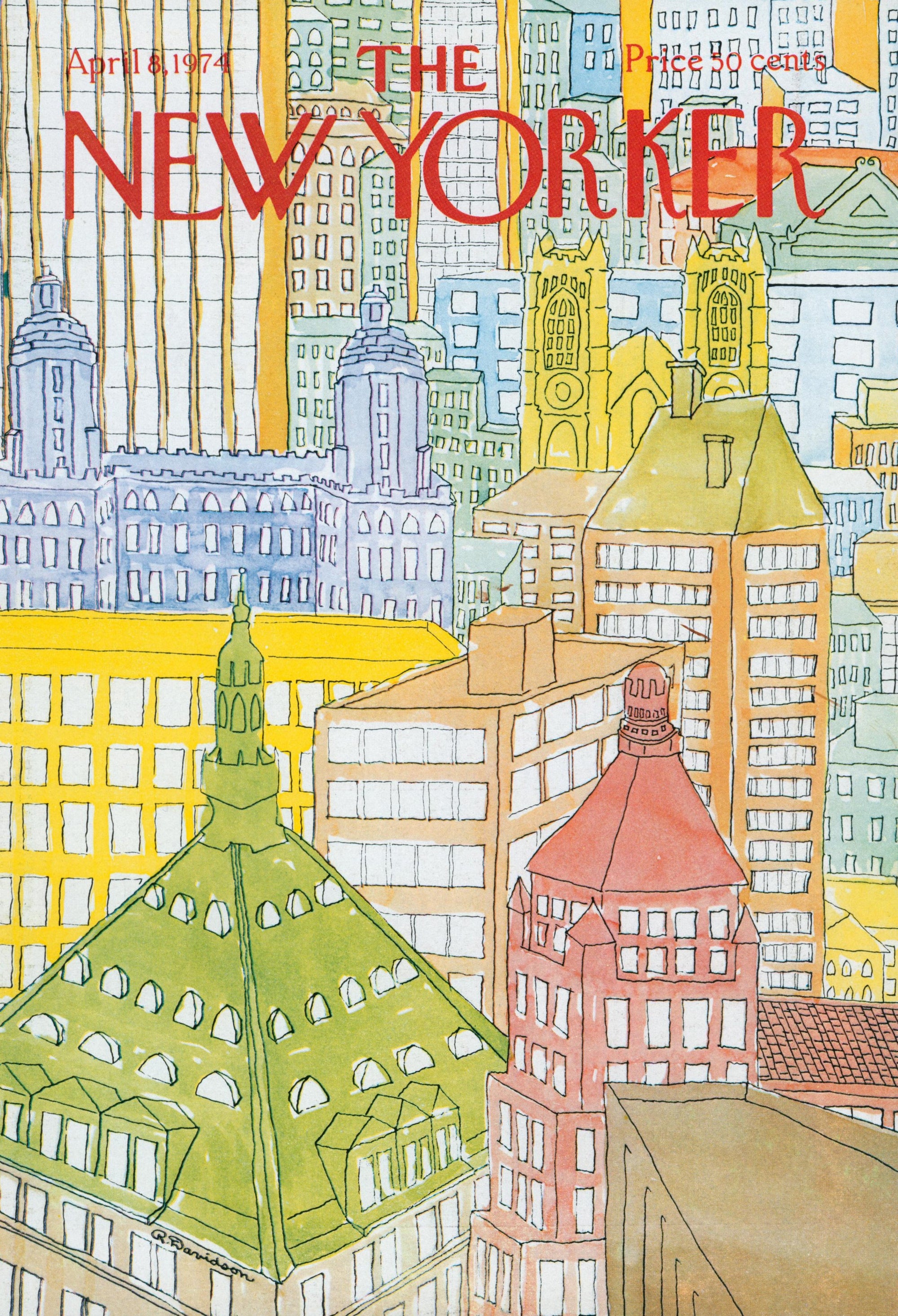 NY Rooftops- The New Yorker - Authentic Vintage Cover Art