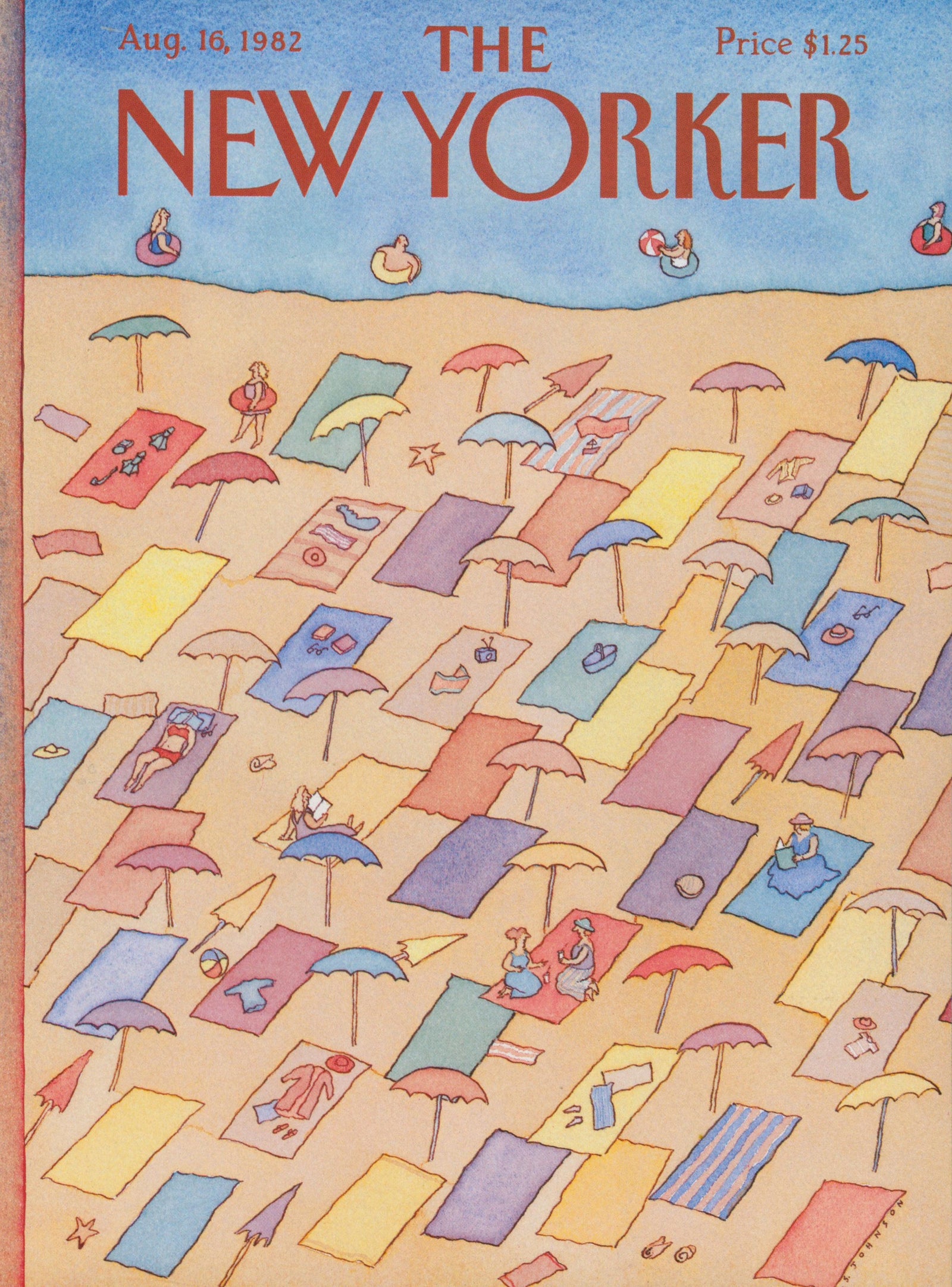 Beach Day- The New Yorker - Authentic Vintage Cover Art