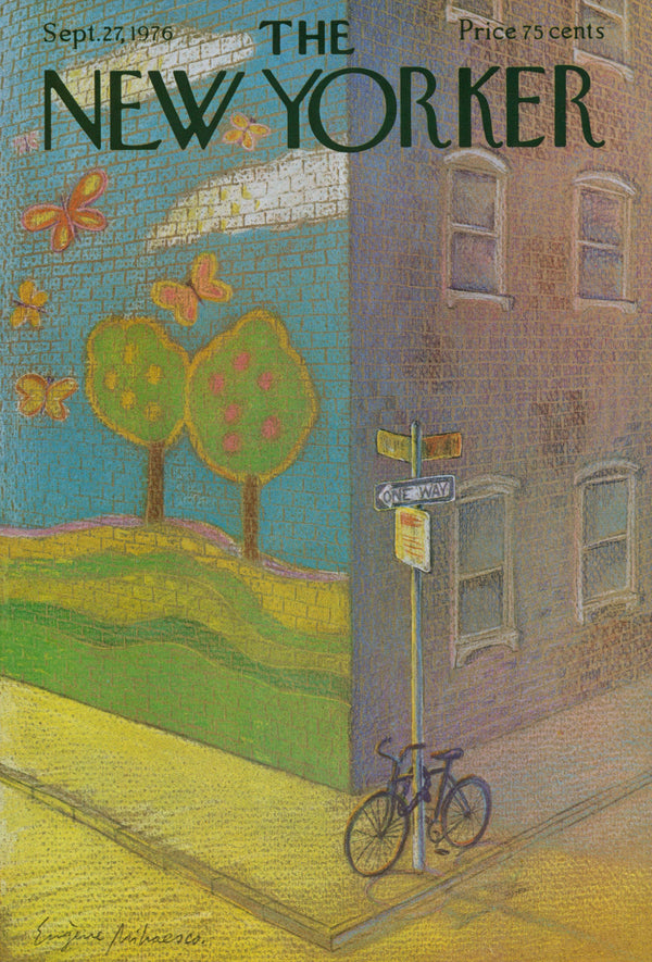 Bicycles & Butterflies- The New Yorker - Authentic Vintage Cover Art