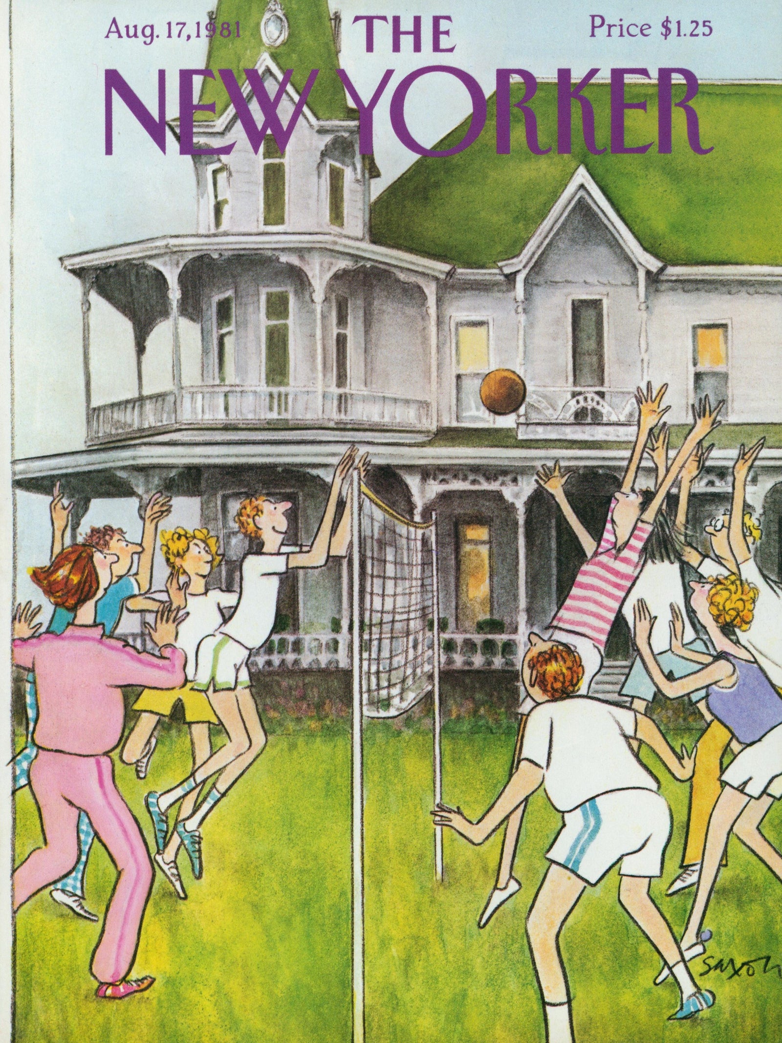 Summer Volleyball- The New Yorker - Authentic Vintage Cover Art