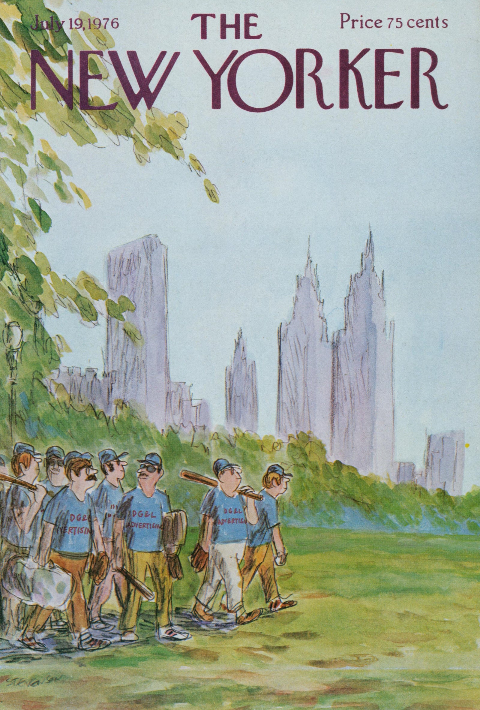 Baseball in the Park- The New Yorker - Authentic Vintage Cover Art