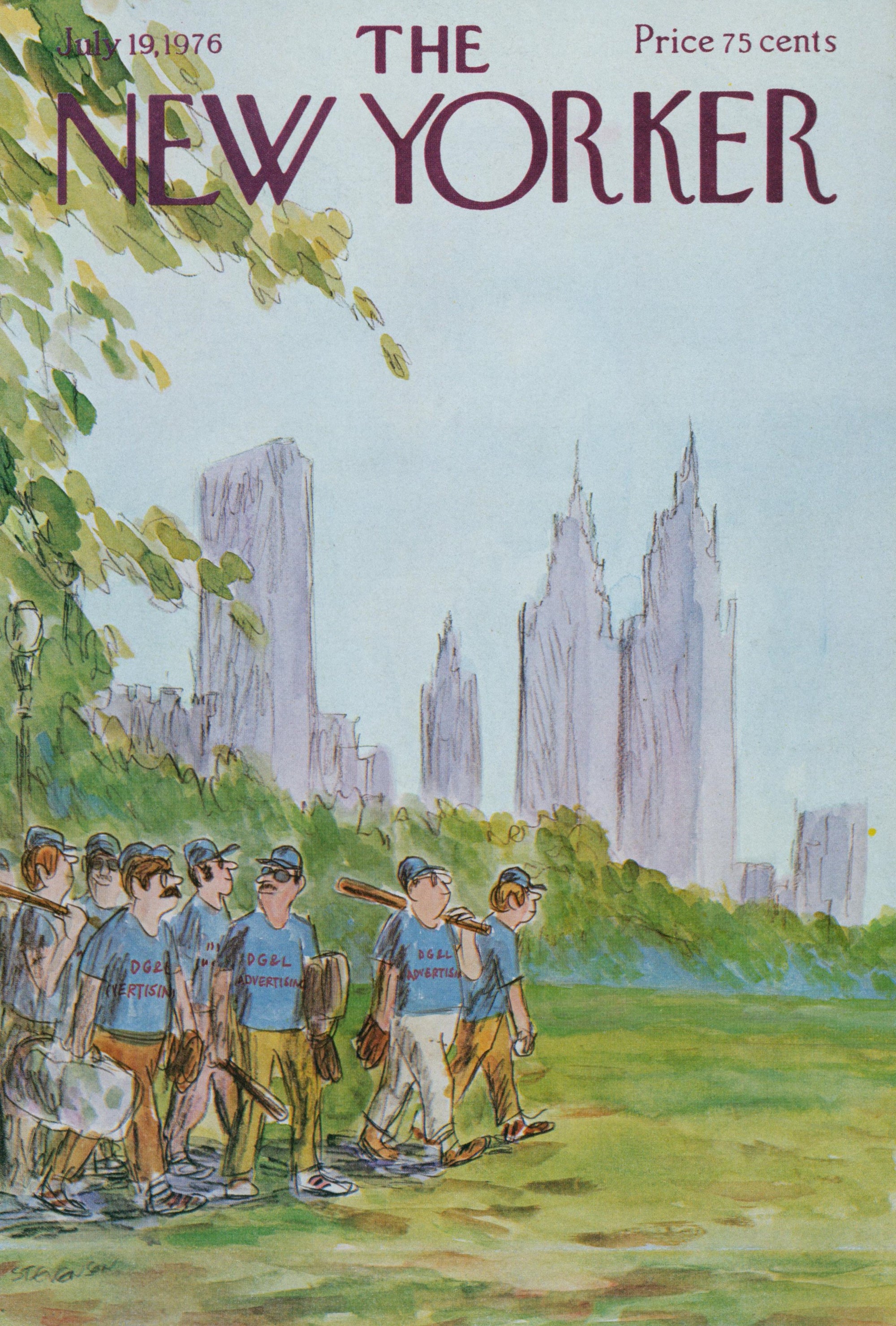 Baseball in the Park- The New Yorker - Authentic Vintage Cover Art