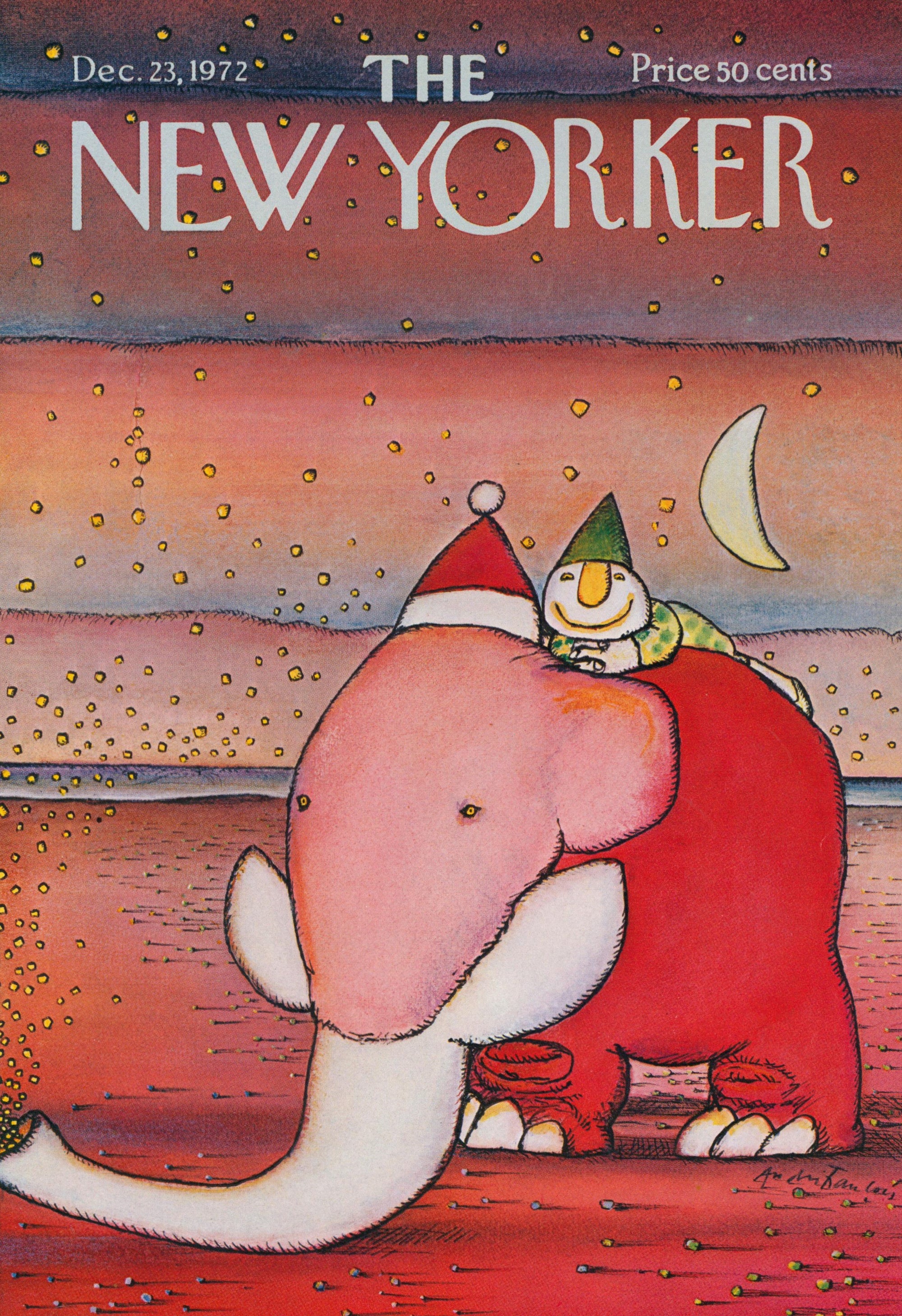 Elephant for Christmas- The New Yorker - Authentic Vintage Cover Art