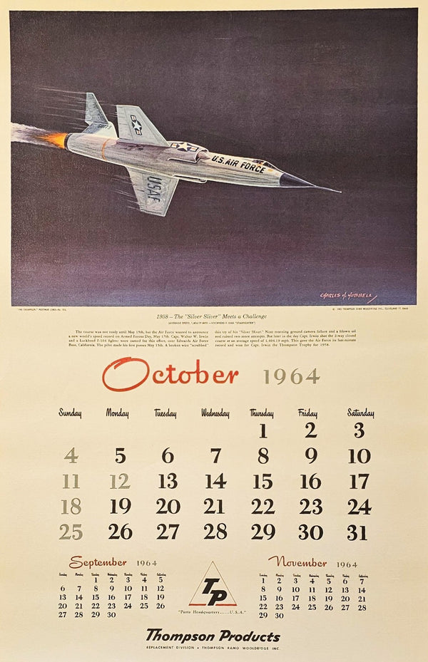 Aviation Calendar, October - Authentic Vintage Poster
