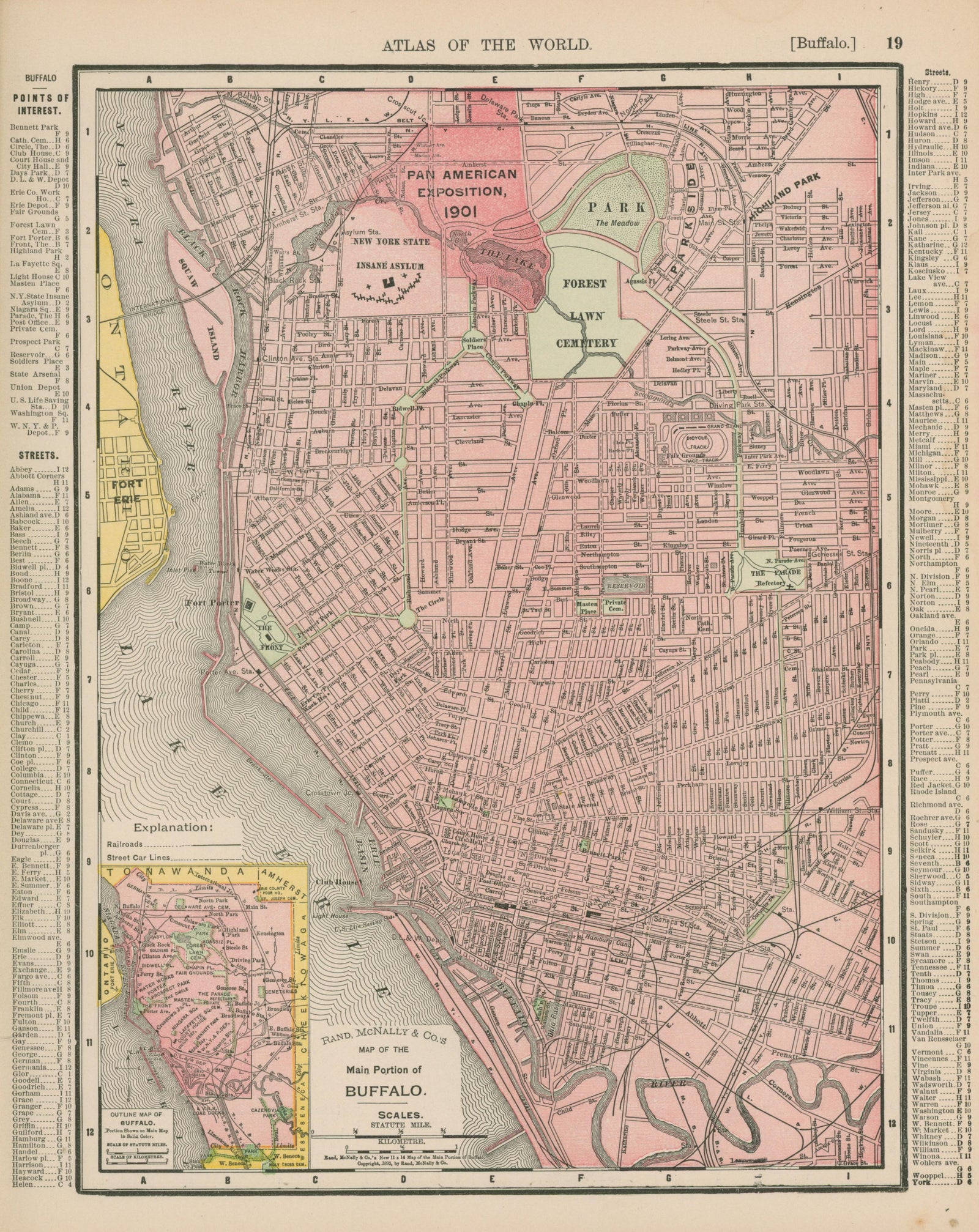 Buffalo, City Plan- Atlas of the World - Authentic Vintage Map