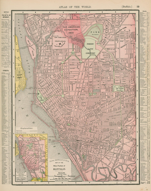 Buffalo, City Plan- Atlas of the World - Authentic Vintage Map