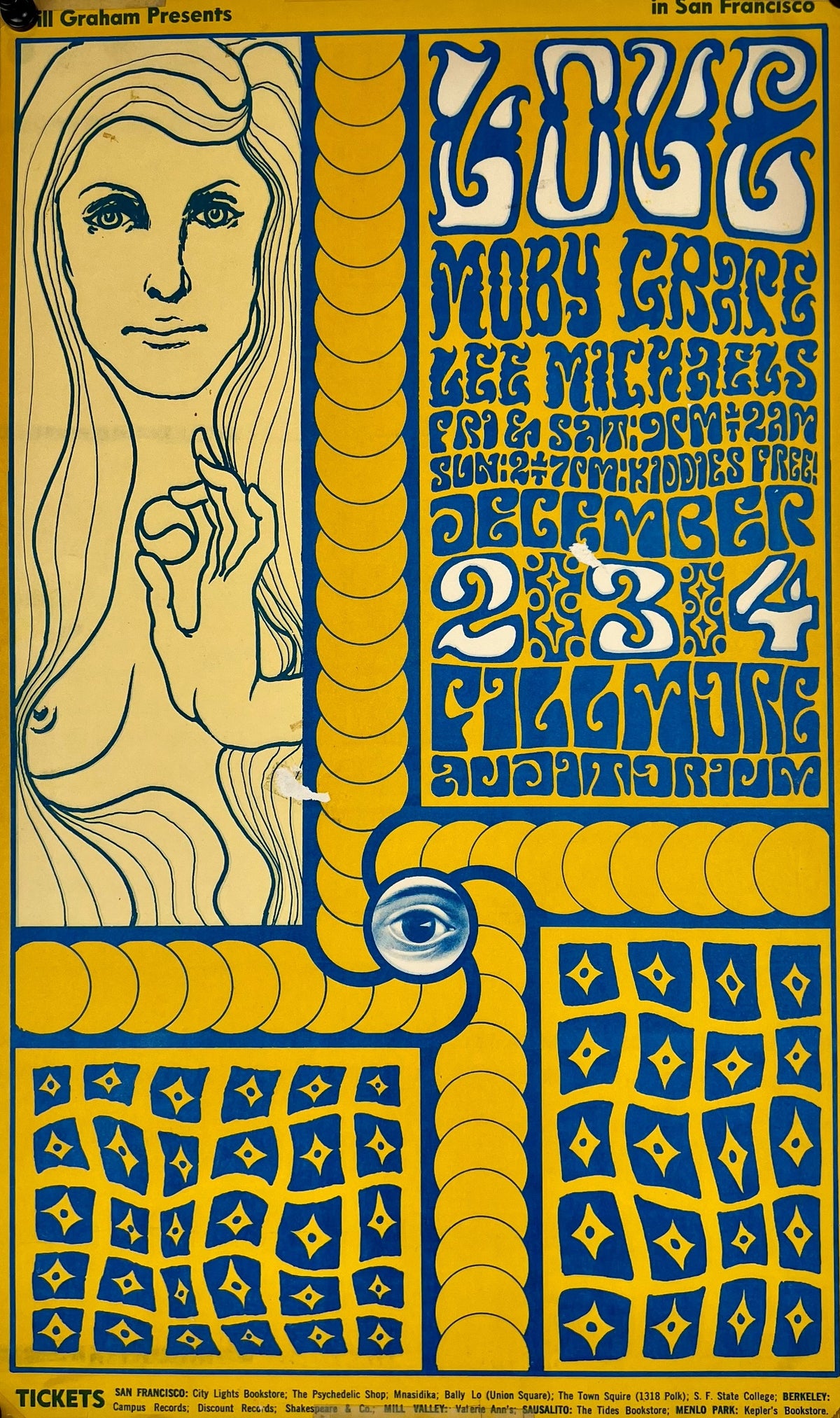 Moby Grape, Lee Michaels- Fillmore Auditorium BG-40 - Authentic Vintage Poster