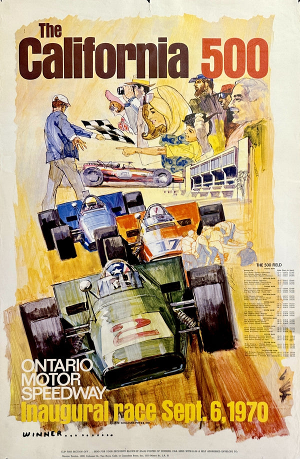 The California 500, Ontario Speedway - Authentic Vintage Poster